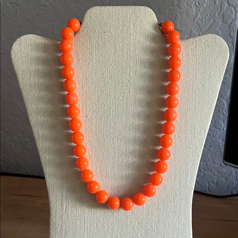 Vibrant Orange Beaded Necklace